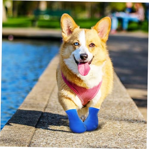 Supvox 4Er-Pack wasserdichte Hundeschuhe rutschfeste Pfotenschutz Überzüge Für Kleine Hunde Outdoor Regenschuhe Haustierschuhe Größe S