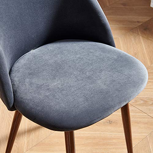 Ids Online Mid Century Dining Set Of 2, Living Room, Vanity, Makeup, Leisure, Accent Soft Velvet Seat & Backrest, Upholstered Side Chairs With Metal Legs, Gray #TOP4
