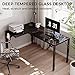 EUREKA ERGONOMIC RGB LED Lights 60 Inch L Shaped Reversible Black Glass Gaming Desk Home Office Computer Table GTG L60