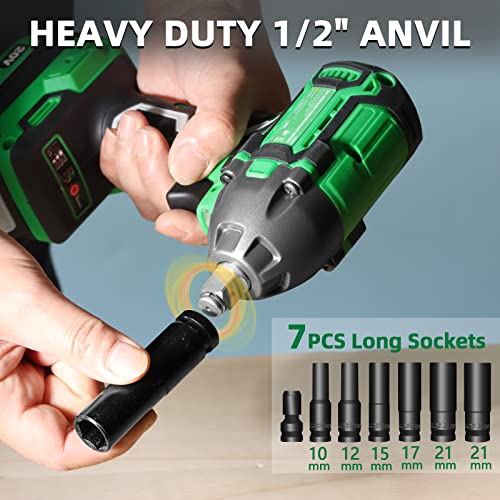 Altocraft Brushless Impact Wrench Kit 1/2 Inch,20V Cordless 4.0Ah Battery Powered Impact Gun,High Torque 3300 Rpm,1 Hour Fast Charger,7 Sockets 3 Driver Bits,Tool Bag #TOP4