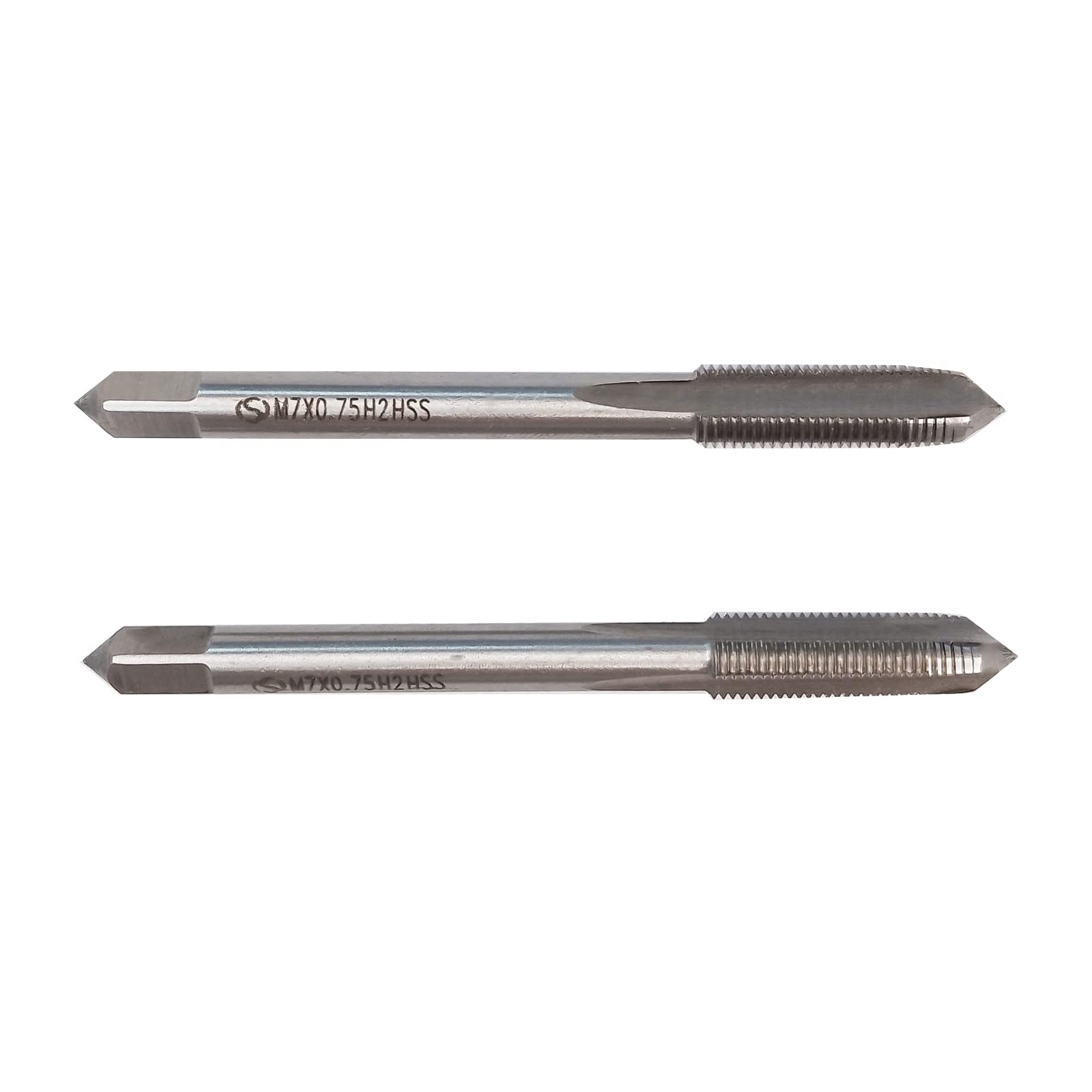 HUAZHICHUN M7×0.75 Metric Hand Tap,Thread Tap Pitch Straight Flutes HSS Right Hand Tap (2pcs)
