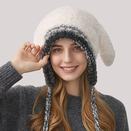 Furry Cartoon Head Covering with Ear for Girls Cartoon Hat with Thicken Lining Oversized Headgear Hat Photo Props Hats3