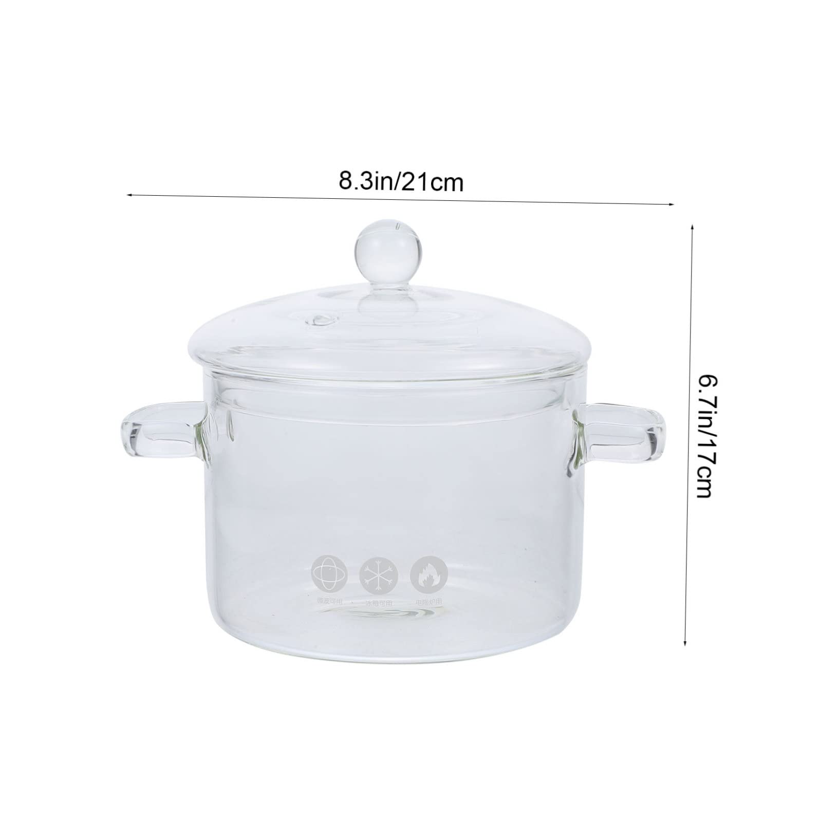 Ciieeo Olla de Vidrio para Inducción con Tapa y Asas Seguras, Capacidad Suficiente para Cocinar Fideos, Leche y Sopas de Manera Transparente y Resistente