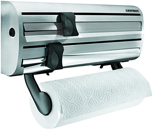 Leifheit Wandrollenhalter Parat Royal für 3 Rollen, Küchenrollenhalter für glatte Schnittkanten, Papierrollenhalter für griffbereite Folien