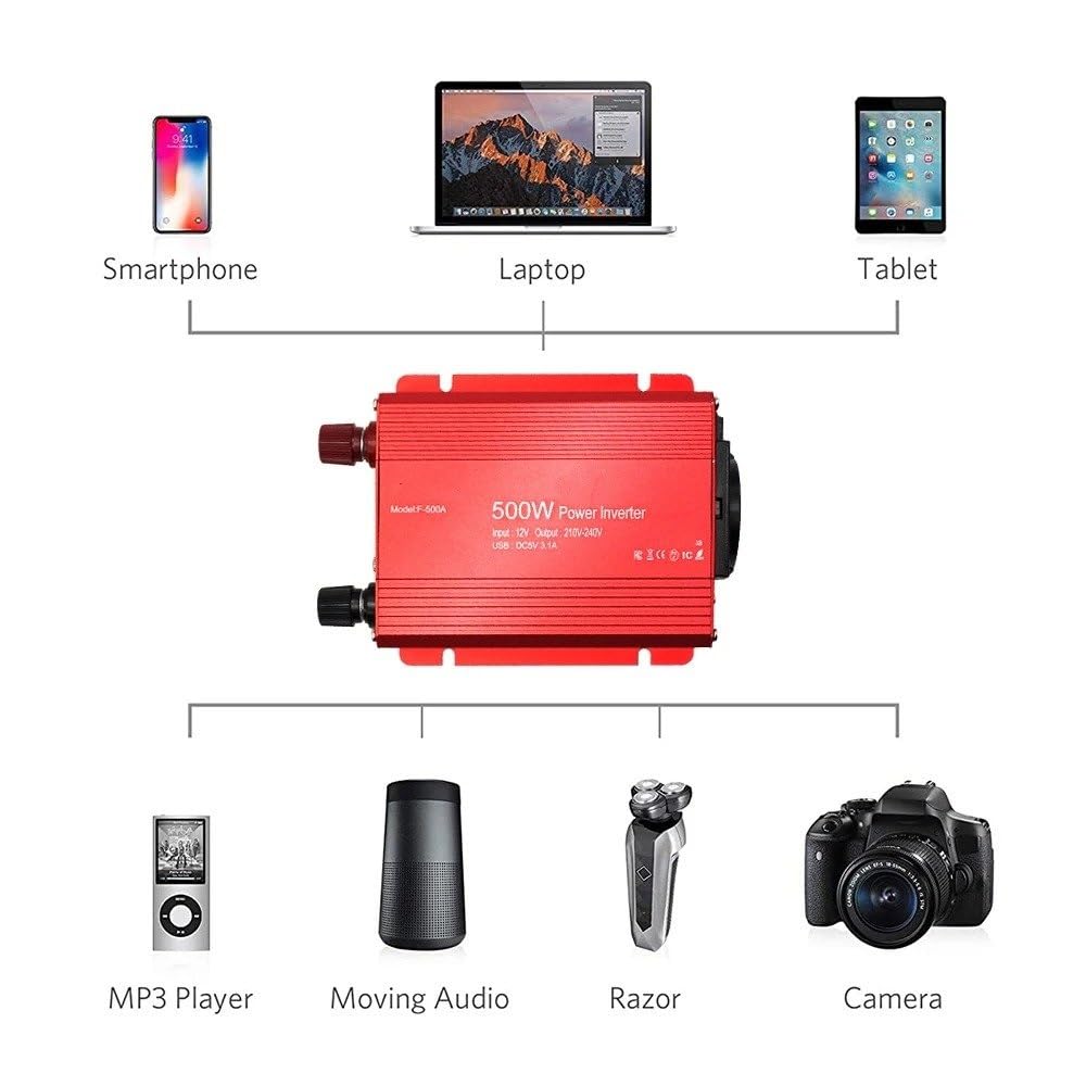 Convertidor Inversor Corriente Inversor De Potencia Inteligente para Coche con Pantalla Digital Única De 12 V A 220 V 500 W