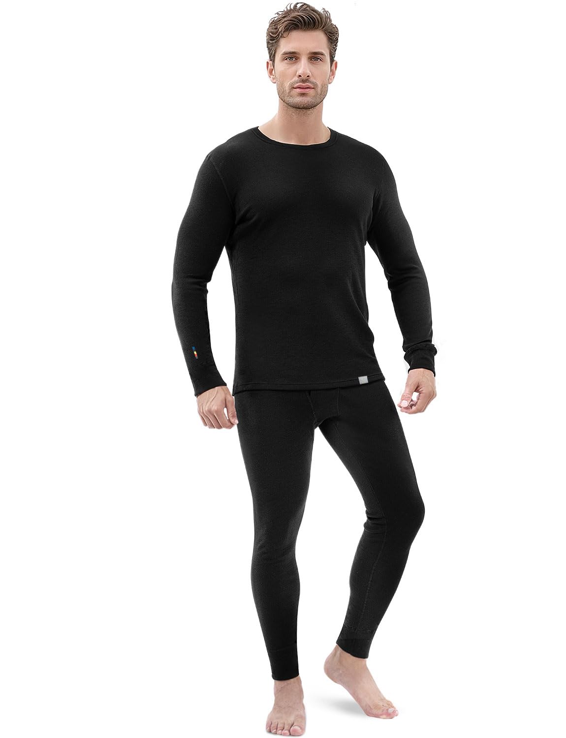 100% Merino Wool Base Layer Set Thermal Underwear Top Bottom Fleece Lined Thick Warm Ski Hunting Cold Weather