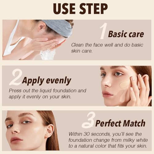VBEYD Foundation 4 in 1 - Color Changing Foundation, Medium Spectrum with SPF 50, Hypoallergenic Hydrating Liquid Concealer, Long-lasting & Waterproof Natural Finish - 1.06 fl oz - 2 Pack