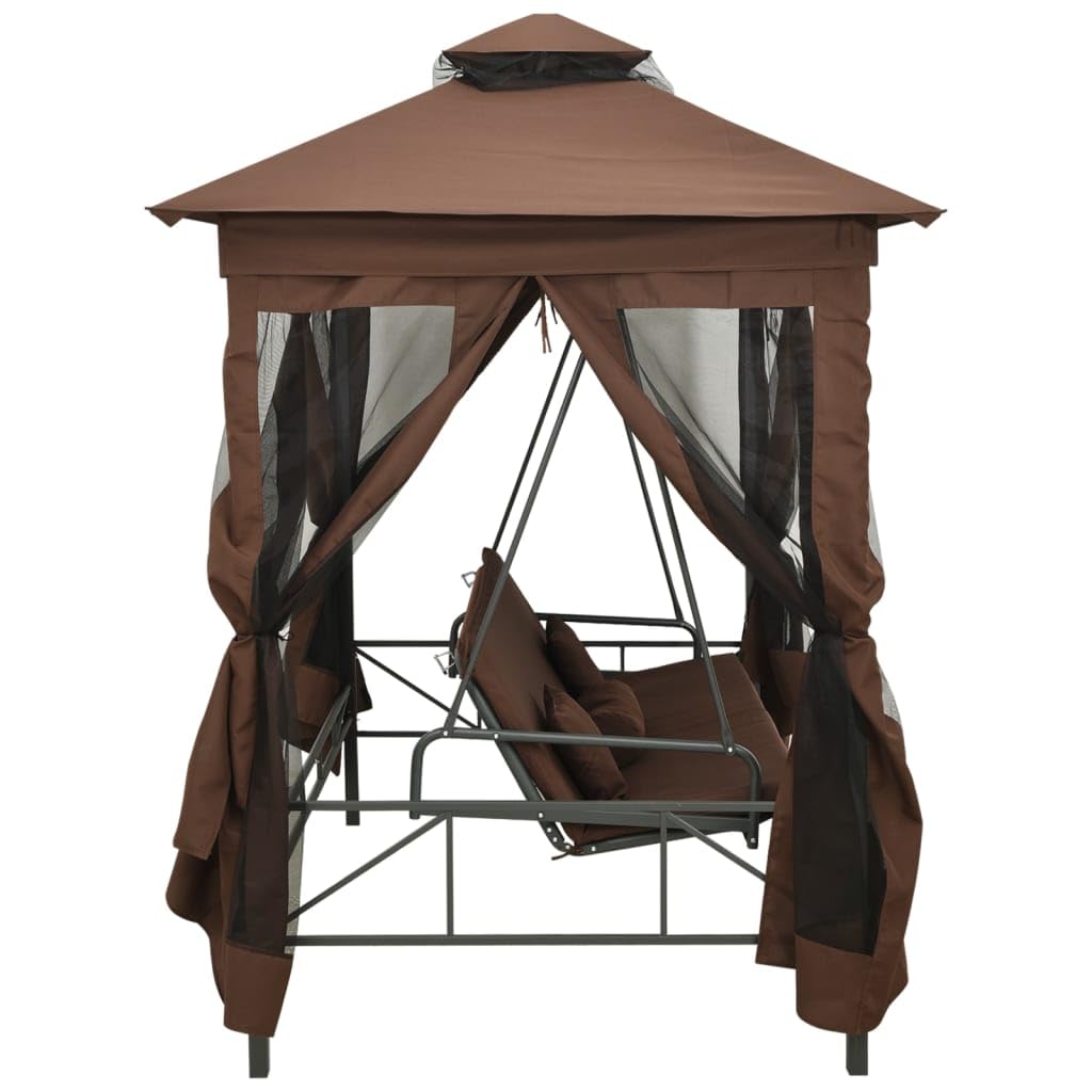 vidaXL Gazebo con Dondolo Caffè Letto da Giardino Tenda Parasole per Esterno