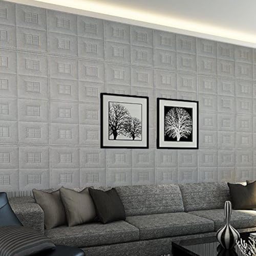 Image of KASHIVAL Self-Adhesive Waterproof PE Foam 3D Wall Panels Wallpaper Sticker for Bathroom, Living Room, Hotel and Home Decoration (70 x 70cm, Appx. 5.3Sq Feet) (JD White Window)