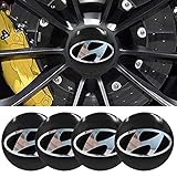 JD Auto 4pcs 56MM 2.2'' Emblem Badge Sticker Wheel Hub Caps Center Cover ABS Material (fit hy Black)