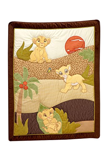 Disney Lion King Simba's Wild Adventure 7 Piece Nursery Crib Bedding Set, Appliqued Comforter, Sage, Orange, Brown, Ivory #TOP1