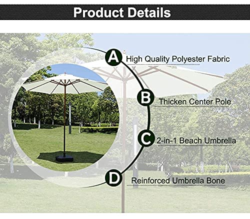 Parasol de madera resistente de 7ft con tejido azul oscuro para terraza 6