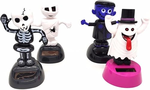 Miniatura 5 de 9 piezas de cabezas de bobbleheads de energía solar, juguete de baile de cabeza agitada solar de Halloween, figuras de cabeza de bobble, para
