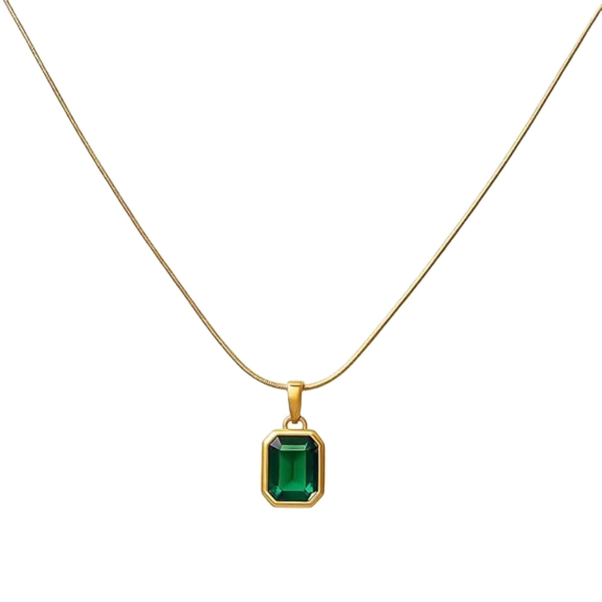 | Gold-Plated Teal Green Crystal Pendant Necklace for Women | Anti-Tarnish Chain for Girls | Stylish Jewellery Gift for Her-image-18