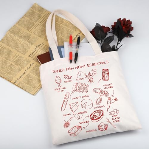 WSNANG Tinned Fish Sardines Tote Bag Tomato Girl Italy Shoulder Bag Date Night Gift Sardine Lover Gift for Foodie2
