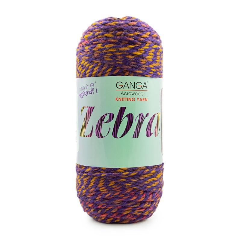 Image of Ganga Acrowools Zebra Acrylic Hand Knitting Fancy Yarn, A Pack of 2 Balls- 150gram Each, Shade No. - PTT1318, Scarlet Gum