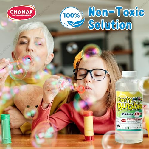 Image of Chanak Bubble Liquid Solution Bottle, 1500ml of Colorful Bubbles Solution, Bubble Refill Bottle, Bubble Maker Liquid for Guns & Camera for Kids Above 3 Years, BIS Approved (2 X 750ml)