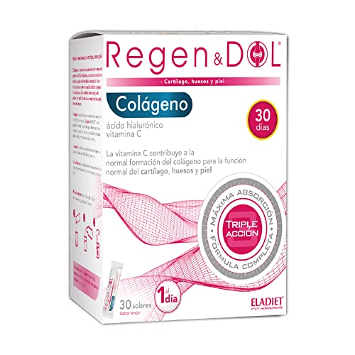 Complemento Alimenticio Colágeno - 30 Sobres - Con Colágeno, Ácido Hialurónico y Vitamina C -...