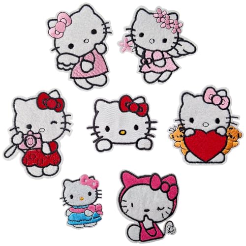 ELEFOCUS 7 Pcs Embroidered Patches, Decorative Anime Repair Patches Applique Patches, Suitable for Sewing/Ironing On Children Adult Jacket Jeans Hat Backpack Socks