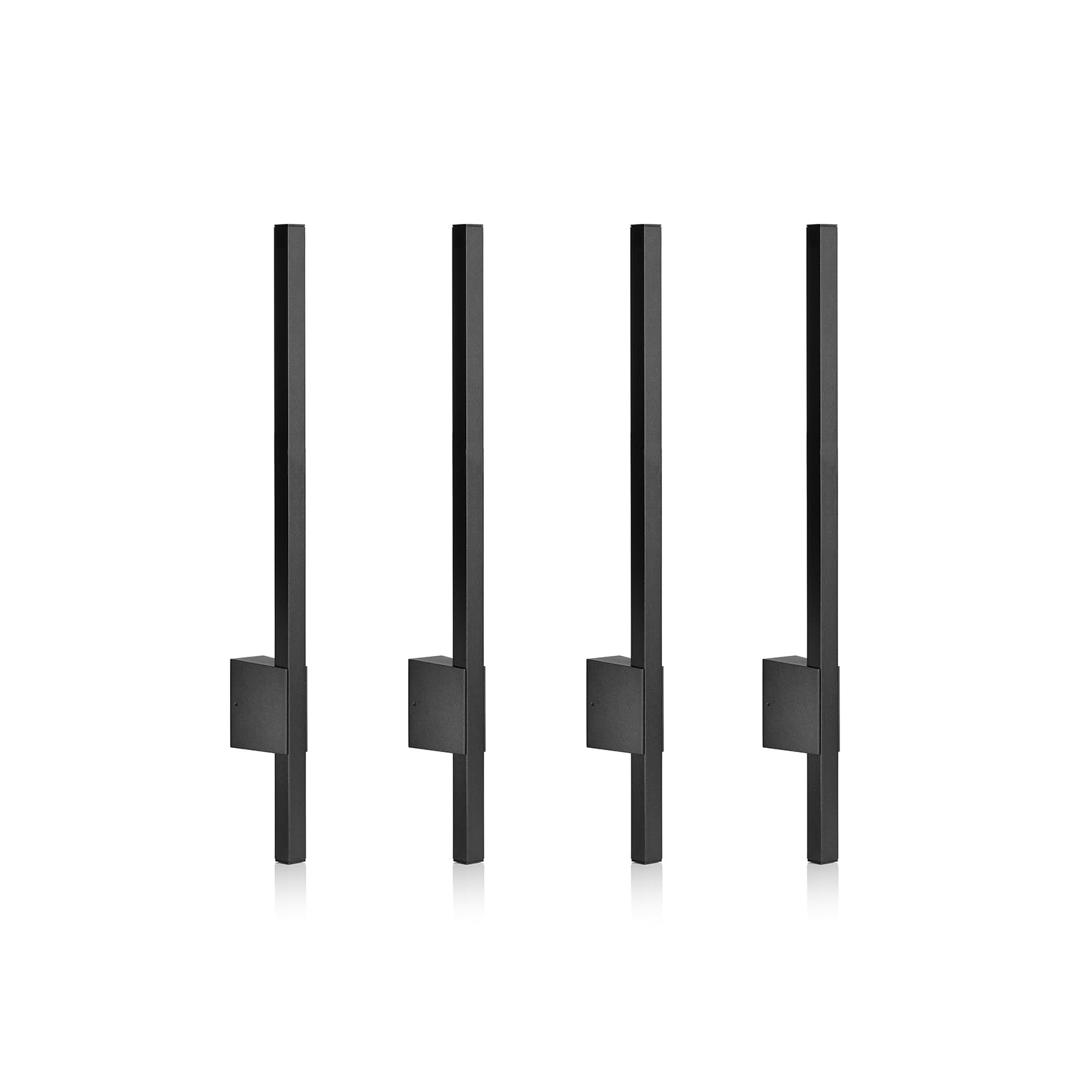 Auraglow Indoor Outdoor Linear LED Wall Light, 60cm, Black, IP54, Warm White 3000K, Modern Aluminium Wall Light (4-Pack)