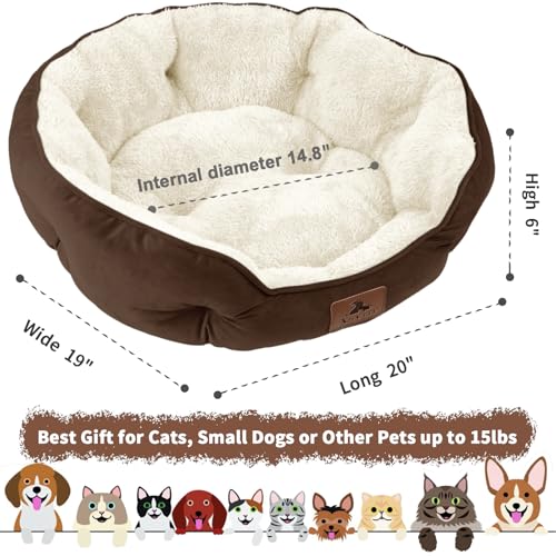 Asvin Small Dog Bed for Small Dogs, Cat Beds for Indoor Cats, Pet Bed for Puppy and Kitty, Extra Soft & Machine Washable with Anti-Slip & Water-Resistant Oxford Bottom, Brown, 20 inches by Asvin - Image 3