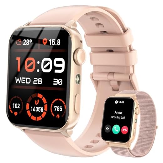 IOWODO Montre Connectée Femme Homme, Montre Appel, Appels Numérotation, 100 Modes de Sport, Écran 1.85 Pouce, Assistant Vocal, Bluetooth 5.0, pour Android/iOS （Rose）
