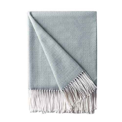 Bourina Decorative Diamond Lattice Faux Cashmere Fringe Throw Blanket Lightweight Soft Cozy