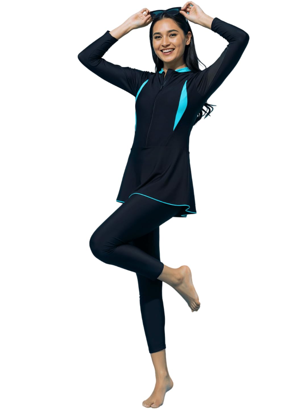 lycot Women's Frock Style Full Sleeves Full Tights Piping Pattern Swimwear-picture-54