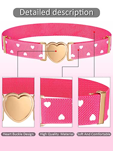 Hamry 3 Pieces Girl Belts Kids Toddler Belt Elastic Stretch Belt Adjustable , Heart Kids Belt For Girls (Rose, Apricot, Black) #TOP2