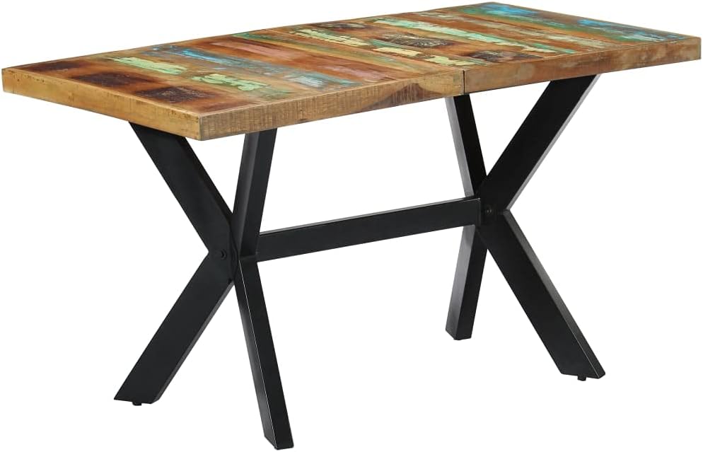 (Fast Delivery) Wood Outdoor Patio Bistro Table, Coffee Side Bistro Table for Garden Backyard, Patio, Living Room Dining Table 55.1"x27.6"x29.5" Solid Reclaimed Wood