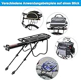 Fuqiduo Mountainbike Gepäckträger, verstellbar, Schnellmontage, 100kg Belastbarkeit, 24-29 Zoll, Aluminiumlegierung, Reflektor