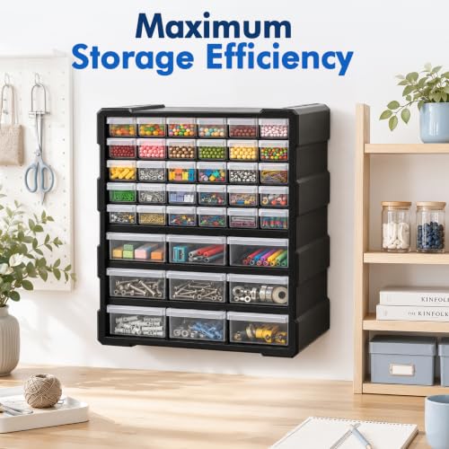 Image of Drawer Organizer Craft Organizers and Storage with Dividers Labels Thicker | Small Parts Organizer Storage Hardware Screws Nuts Bolts Building Bricks Teacher Toolbox Charms Beads Scrapbook with Labels