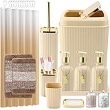 WSBArt 32PCS Bathroom Set Bathroom Sets with Shower Curtain and Rugs Beige Bathroom...