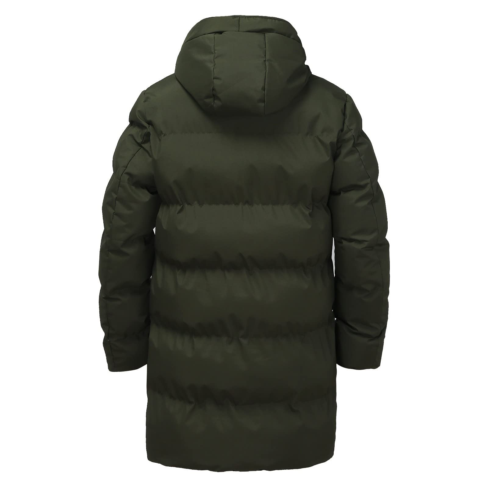 Piumino lungo da uomo con cappuccio – Giacche trapuntate da uomo eleganti casual tinta unita piumini da uomo a maniche lunghe con coulisse cappotti invernali lunghi impermeabili caldi parka con