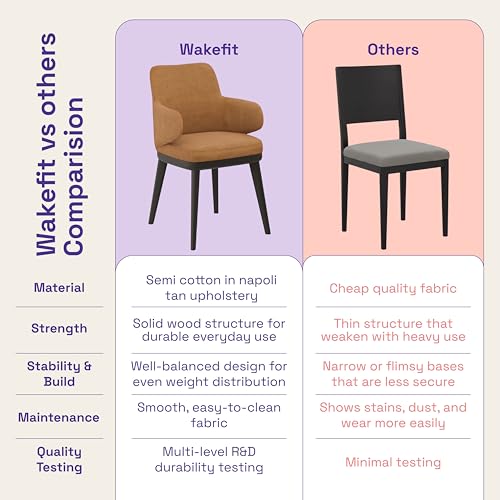 Image of Wakefit Arvia Dining Chair with Arm - Napoli Tan