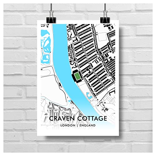 Mapa de fútbol Fulham FC A3, una lámina de alta calidad con diseño de estadio 2