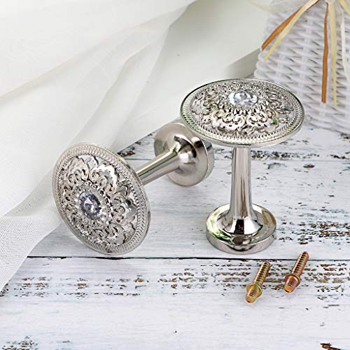 BSTKEY A Pair of Decorative Curtain Holder with Hollow Pattern - Metal Hollow-Carved Design Curtain Drapery Hook Tieback Holdback, Home House Decoration (Silver) - Image 4