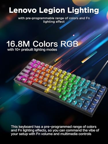 Image of Lenovo Legion K510 Mini Pro Wired Mechanical Gaming Keyboard - 75% Compact Design, RGB Illumination, Hot-Swappable Mechanical Switches, Programable Keys