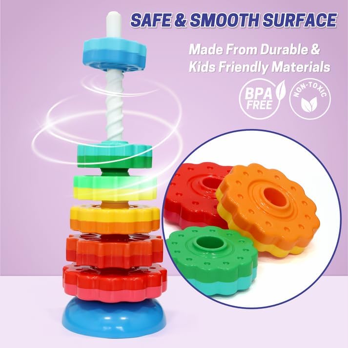 Image of Brand Conquer Plastic Montessori Toys Geometric Shape Matching 4 Column Blocks Sorting & Stacking Toys (Ring Toys)