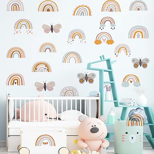 12 hojas pegatinas de pared mariposa arcoíris marrón gris miniatura 4
