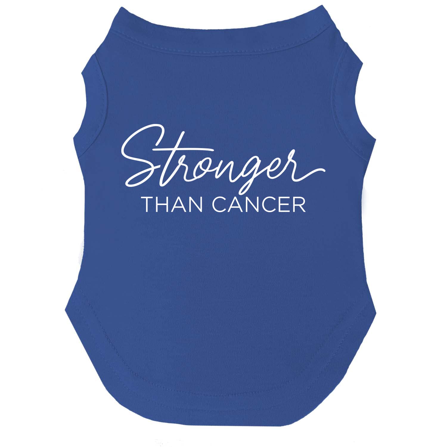 Stronger Than Cancer Dog Tee Shirt | Sleeveless | Cancer Awareness | Hope | Support | Ribbon (Royal Blue, X-Large 1020)