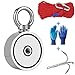 Fishing Magnet with Grappling Hooks，66ft Rope & Glove,760LB Pulling Force Super Strong Neodymium Magnet with Heavy Duty Rope & Carabiner for Magnet Fishing and Retrieving in River