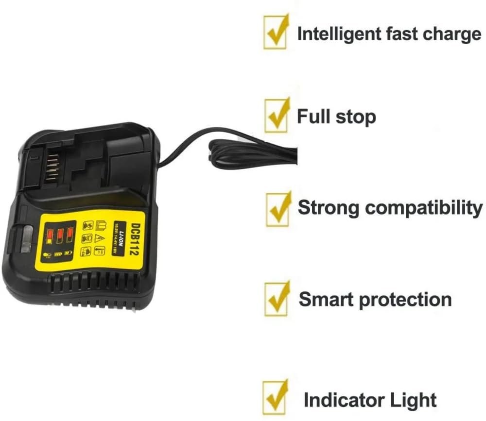 Cargador de batería de Iones de Litio de Repuesto para De-WA-t Accesorios electrónicos de Consumo DCB112 DCB105 DCB015 10.8V 14.4V 18V o (DCB112)