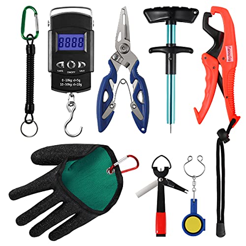 YUWU 8 Pack Fishing Tool Kit Set Includes Fish Gripper, Fishing Pliers