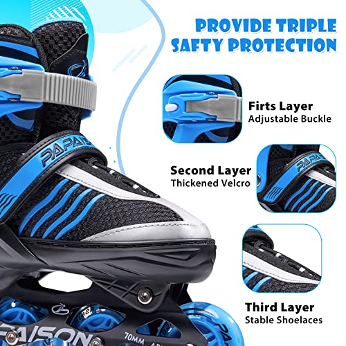 Papaison Adjustable Roller Blades Boys Ages 4-12, Inline Skates For Girls Kids With Full Light Up Wheels, Outdoor Illuminating Rollerblades For Children Teens Women #TOP2