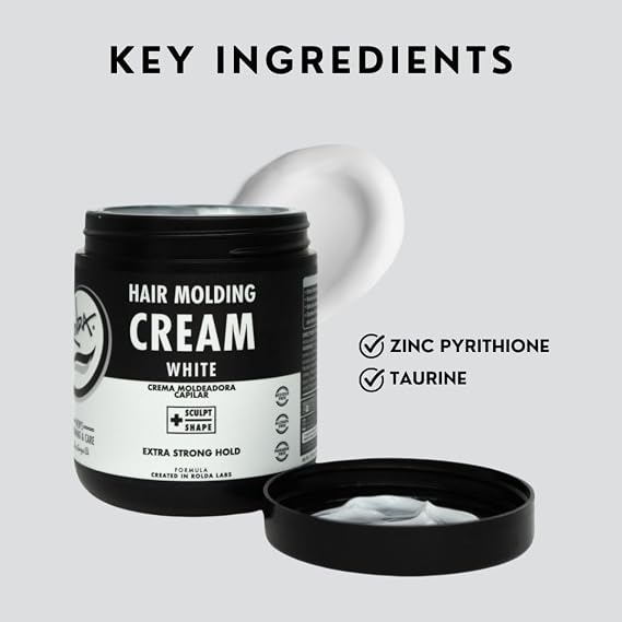 Rolda White Molding Hair Cream for Men - Curl-Defining Hair Styling Cream with Medium-Strong Hold, Natural Finish & Medium Shine - Moisturizing & Anti-Frizz Formula - Alcohol & Paraben-Free (35.2 oz)