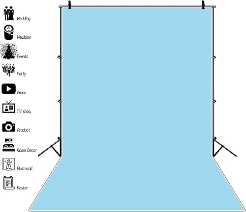 Miniatura 2 de Renaiss Telón de fondo azul bebé de 6 x 9 pies para sesión de fotos, retrato de color sólido, monocromático, pantalla azul claro, fondo de