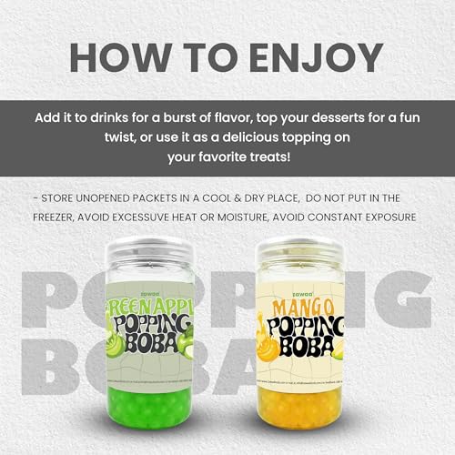 Image of Zawaa Boba Tea Assorted Popping Boba Pearls - Mango & Green Apple | 300g Each (Pack of 2) | Bursting Bubble Tea Pearls