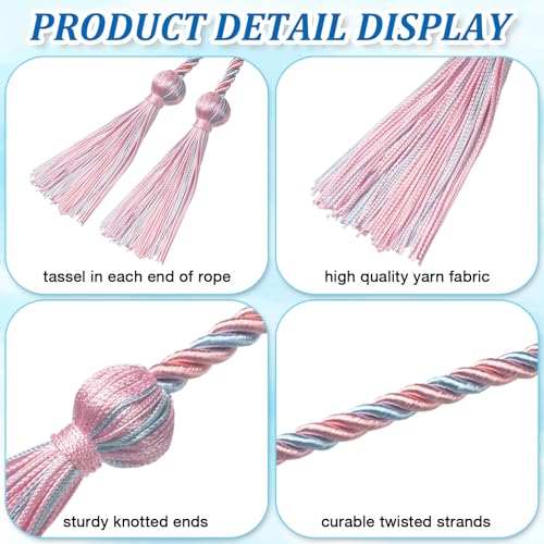 Image of ONUPGO Sky Blue Pink Graduation Cord, Graduation Honor Cords Rayon Braided Tassel Cord for 2026, 68 inch Polyester Yarn Long Robe Honor Rope for Graduation Students, Bachelor Gown