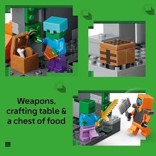 LEGO Minecraft Zombie Dungeon - Interactive Toy with a Wanderer Minifigure, 3 Zombie Figures, a Slime & Crafting Table - Gaming Gift for 8+ Year Old Boys & Girls - 21587 - Image 2
